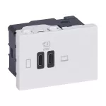 MOSAIC - GNIAZDO 2 X USB 2 MODUŁY TYP C+C 63 W BIAŁE, Legrand