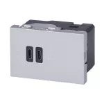 MOSAIC - GNIAZDO 2 X USB 2 MODUŁY TYP C+C 63 W ALUMINIUM, Legrand