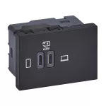 MOSAIC - GNIAZDO 2 X USB 2 MODUŁY TYP C+C 63 W ANTRACYT, Legrand