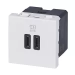 MOSAIC - GNIAZDO 2 X USB 2 MODUŁY TYP C+C 30 W BIAŁE, Legrand