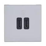 MOSAIC - GNIAZDO 2 X USB 2 MODUŁY TYP C+C 30 W ALUMINIUM, Legrand
