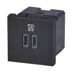MOSAIC - GNIAZDO 2 X USB 2 MODUŁY TYP C+C 30 W ANTRACYT, Legrand