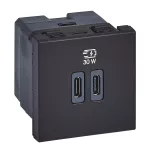 MOSAIC - GNIAZDO 2 X USB 2 MODUŁY TYP C+C 30 W ANTRACYT, Legrand