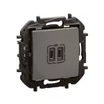 NOWE NILOE - GNIAZDO 2 X USB TYP C+C - 3 A STALOWE