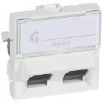 MOSAIC - Gniazdo 2 x RJ 45 kat. 6 UTP wyjście 45 stopni 2 modułowe Biały, Legrand