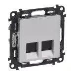 VALENA LIFE GNIAZDO 2 x RJ 45 kat. 5e UTP ALUMINIUM, Legrand