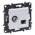 Niloe Step - gniazdo TV typu "F" końcowe do instalacji typu gwiazda, 1,5 dB + RJ 45 kat. 6 UTP - kolor biały, Legrand