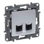 NILOE SELECTION - GNIAZDO 2 X RJ 45 KAT. 6 UTP ALUMINIUM, Legrand