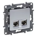 NILOE SELECTION - GNIAZDO 2 X RJ 45 KAT. 6 STP ALUMINIUM, Legrand