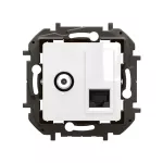 NOWE NILOE- GNIAZDO TV TYP "F" + GNIAZDO RJ 45 KAT. 6 UTP BIAŁE