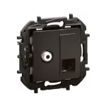 NOWE NILOE- GNIAZDO TV TYP "F" + GNIAZDO RJ 45 KAT. 6 UTP CZARNE