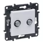 Niloe Step - gniazdo podwójne 2xTV typu "F" końcowe do instalacji typu gwiazda, 1,5 dB - kolor biały, Legrand
