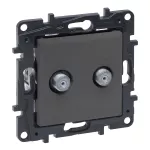 Niloe Step - gniazdo podwójne 2xTV typu "F" końcowe do instalacji typu gwiazda, 1,5 dB- kolor stalowy, Legrand
