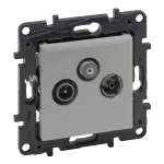 Niloe Step - gniazdo TV-R-SAT przelotowe, 14 dB- kolor aluminium, Legrand