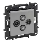 Niloe Step - gniazdo TV-R-SAT-SAT końcowe do instalacji typu gwiazda, 2 przewody 1,5 dB- kolor aluminium, Legrand