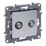 NILOE SELECTION - GNIAZDO TV - "F-F" KOŃCOWE DO INSTALACJI TYPU GWIAZDA 1 DB ALUMINIUM, Legrand