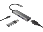 MULTIPORT ADAPTER NATEC FOWLER SLIM USB-C 4W1 HUB ->USB 3.0 2X, HDMI 4K, USB-C PD