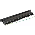 Panel kat. 5e 19" 1U 24xRJ45 FTP czarny z półką