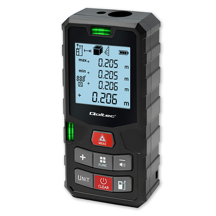 Qoltec Precyzyjny cyfrowy dalmierz laserowy z poziomicą | podświetlany LCD | 120m 