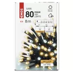 Lampki choinkowe Classic 80 LED 8m ciepła biel + zimna biel miga, IP44, timer