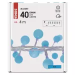 Dekoracje - 40 LED big cherry 4m IP44 niebieski, biały przewód, IP44, timer