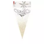 Dekoracje- gwiazda papierowa z brokatem na środku, biała, 60 cm, na żarówkę E14, IP20