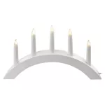 Dekoracje - świecznik drewniany łuk biały 20x38 cm 15W na 5x żarówek E10, IP20