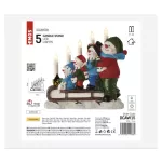 Dekoracje - świecznik 5LED - bałwanki na sankach, 24 cm 2xAA biały ciepła biel, IP20, tim.