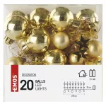 Dekoracje - 20 LED złote kule z gwiazdami 1,9 m, 2x AA, ciepła biel, IP20, timer