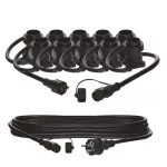 Łańcuch party na żarówkę 10x E27 7,35 m + wtyczka 5m, IP44