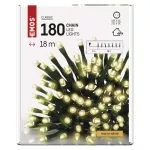 Lampki choinkowe Classic 180 LED 18m ciepła biel, zielony przewód, IP44, timer