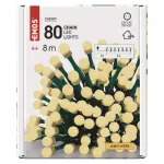 Lampki choinkowe 80 LED cherry 8m , ciepła biel, zielony przewód, IP44, timer