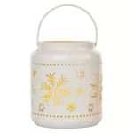 Lampion 1 LED biały metalowy 14 cm 3x AAA, vintage, IP20