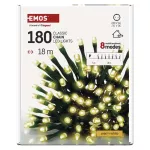 Lampki choinkowe Classic 180 LED 18m ciepła biel, zielony przewód, IP44, 8 programów, timer