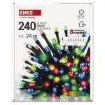 Lampki choinkowe Classic 240 LED 24m multikolor, ziel. przew., IP44, 8 programów, timer