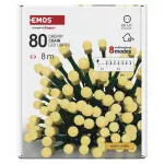 Lampki choinkowe 80 LED cherry 8m , ciepła biel, zielony przewód, IP44, 8 programów, timer