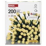 Lampki choinkowe 200 LED cherry 20m , ciepła biel, zielony przewód, IP44,8 programów, timer