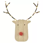 Dekoracje - renifer 8 LED , 16 cm, 2x AAA, ciepła biel, IP20, timer, box 12 szt