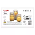 Dekoracje - świece woskowe w szkle, 100 LED, 3 szt, 6x AA, ciepła biel, IP20, timer
