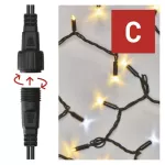 Oświetlenie łączone Profi - łańcuch 100LED 10m, ciepła biel+zimna biel miga, czarny