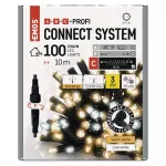 Oświetlenie łączone Profi - łańcuch 100LED 10m, ciepła biel+zimna biel miga, czarny