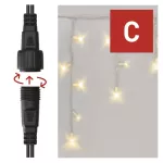 Oświetlenie łączone Profi- sople 50 LED 3m ciepła biel, biały błyszcz. przew. IP44