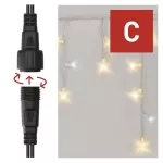 Oświetlenie łączone Profi- sople 50LED 3m ciepła+zim biel, biały błysz przewód IP44