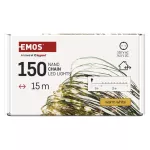 Dekoracje- 150LED nano łezki 15m ciepła biel, zielony przewód, IP44 timer