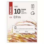 Dekoracje - 10 LED nano łezki 0,9m 2x AA ciepła biel, IP20, miedziany przewód, IP20 timer