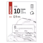 Dekoracje - 10 LED nano łezki 0,9m 2x AA zimna biel, srebrny przewód, IP20 timer