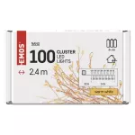 Dekoracje - 100LED small nano łezki, jeżyk, 2,4m 3xAA ciepła biel, sreb przew, IP20, timer