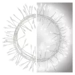 Dekoracje - 100LED small nano łezki, jeżyk, 2,4m 3xAA zimna biel, sreb przew, IP20, timer