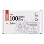 Dekoracje - 100LED small nano łezki, jeżyk, 2,4m 3xAA zimna biel, sreb przew, IP20, timer