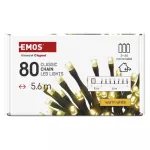 Lampki choinkowe Classic 80 LED 5,6m 3x AA, ciepła biel, czarny, IP44, timer